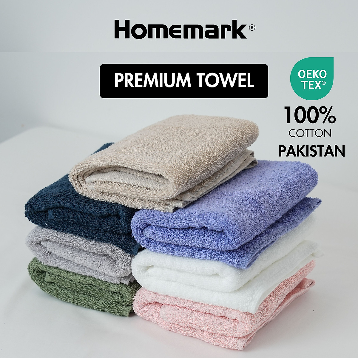 Khăn Tắm 100% Cotton Pakistan Cao Cấp Homemark - Siêu Dày, Mềm Mại, Không Phai Màu, Thấm Hút Tốt