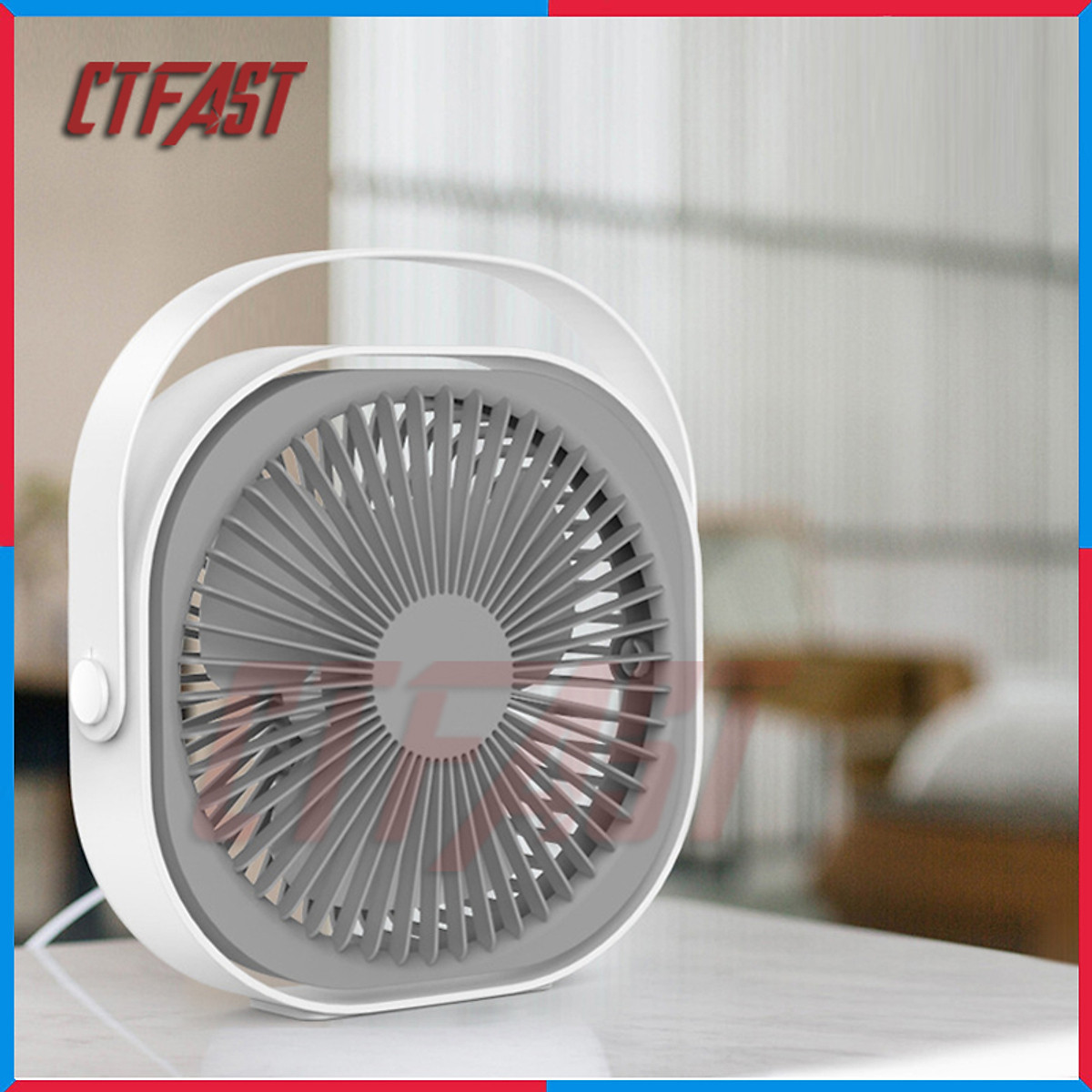 Quạt mini để bàn, quạt tích điện usb CTFAST M102 - Quạt cầm tay 3 tốc độ, điều chỉnh hướng gió 360 độ, không gây ồn, pin sạc dung lượng cao - hàng chính hãng