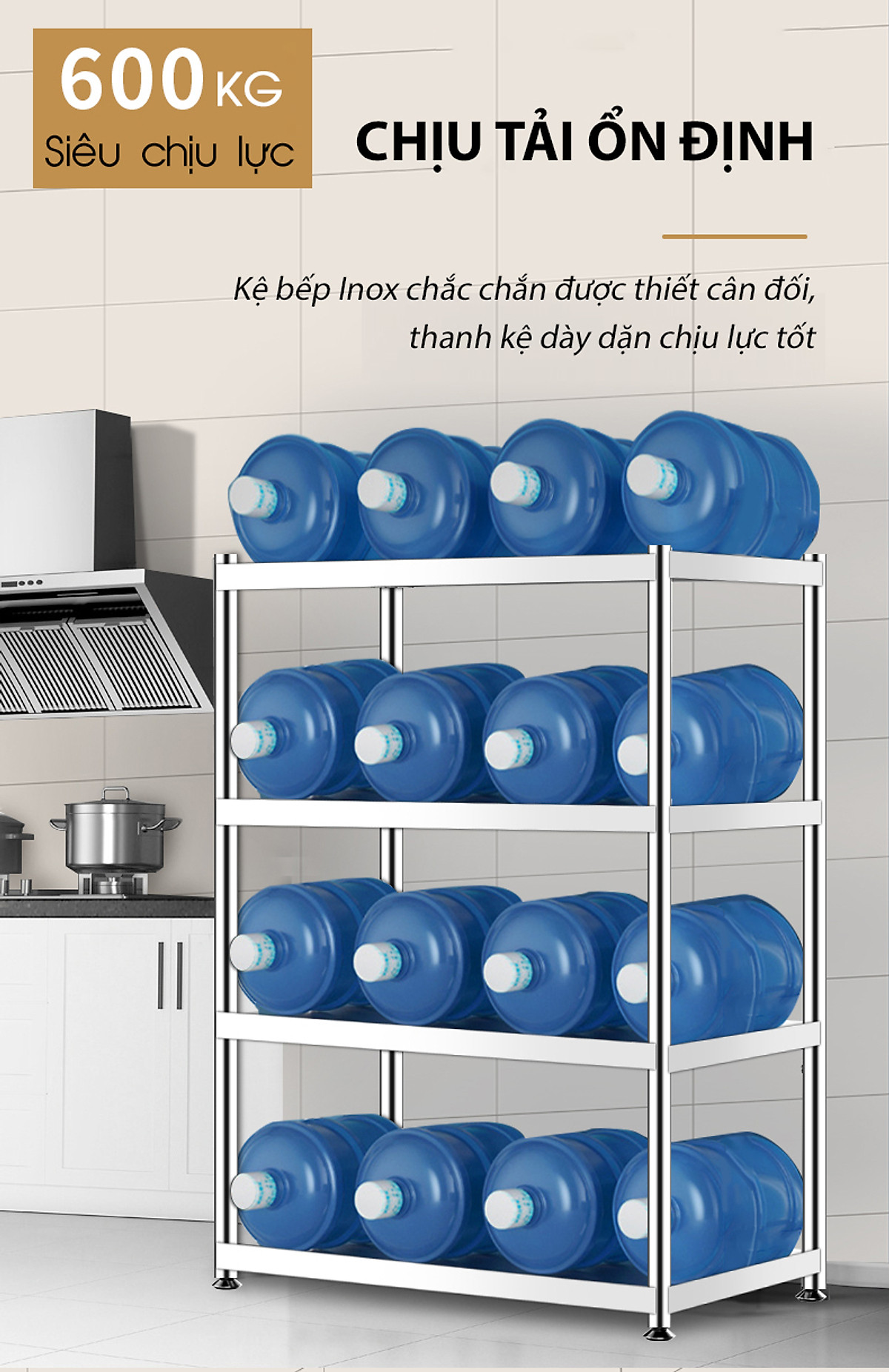 Kệ Đa Năng Để Lò Vi Sóng INOX Trắng Cao Cấp Chống Han Gỉ Kệ Để Đồ Nặng Siêu Gọn Cho Nhà Bếp VANDO
