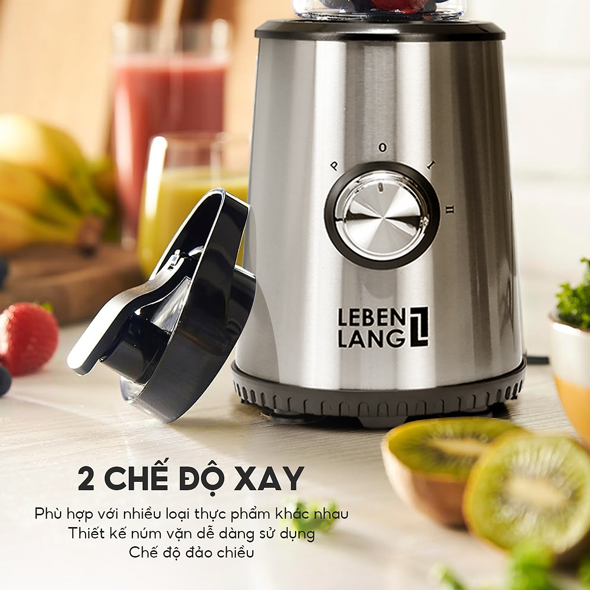 Máy xay sinh tố LEBENLANG gồm 2 cối tích hợp bình chứa dung tích 300-600ml, công suất 350W, model LBSP8648 - hàng chính hãng