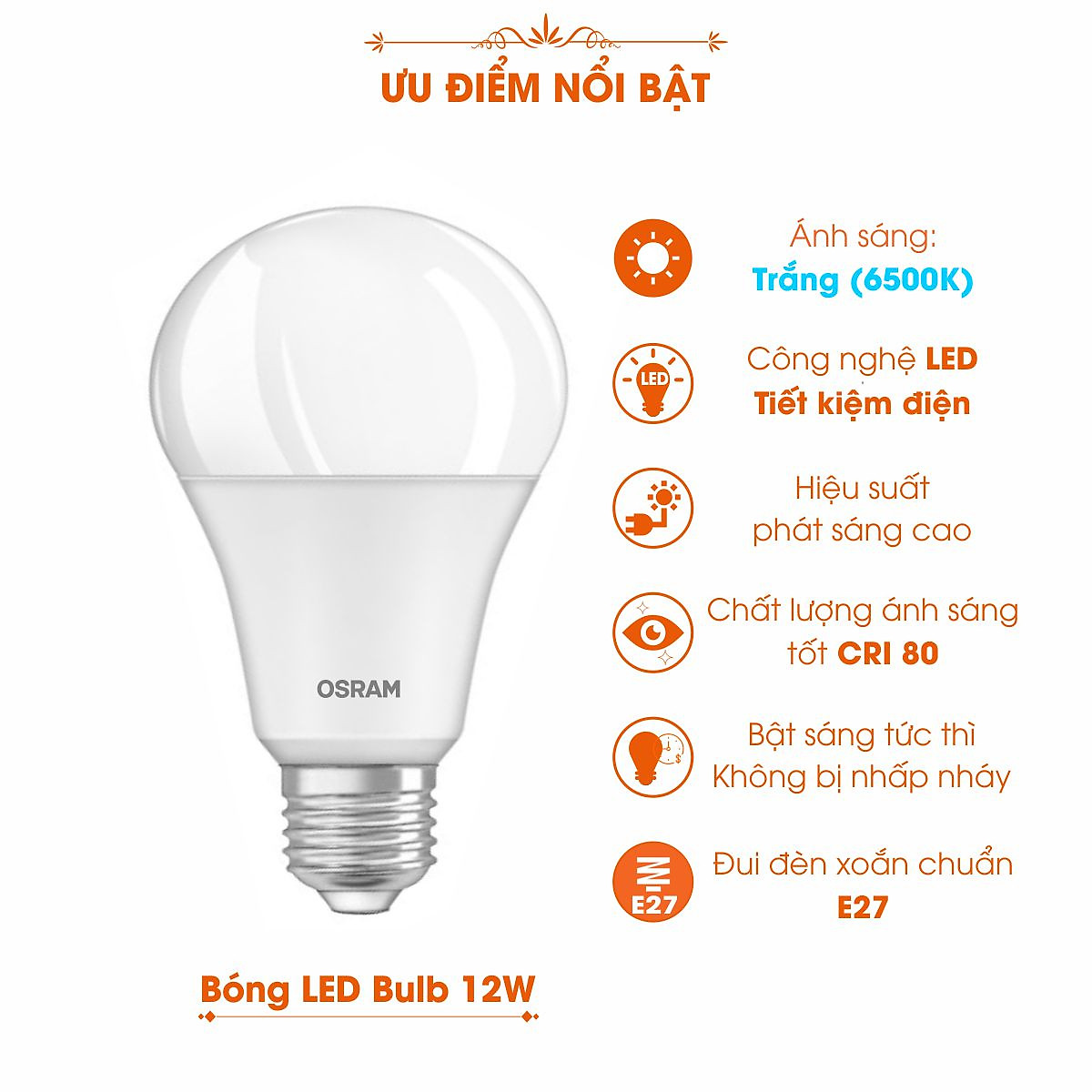 Bóng đèn LED Bulb E27 ECO CLASSIC A 12W OSRAM - Bóng đèn