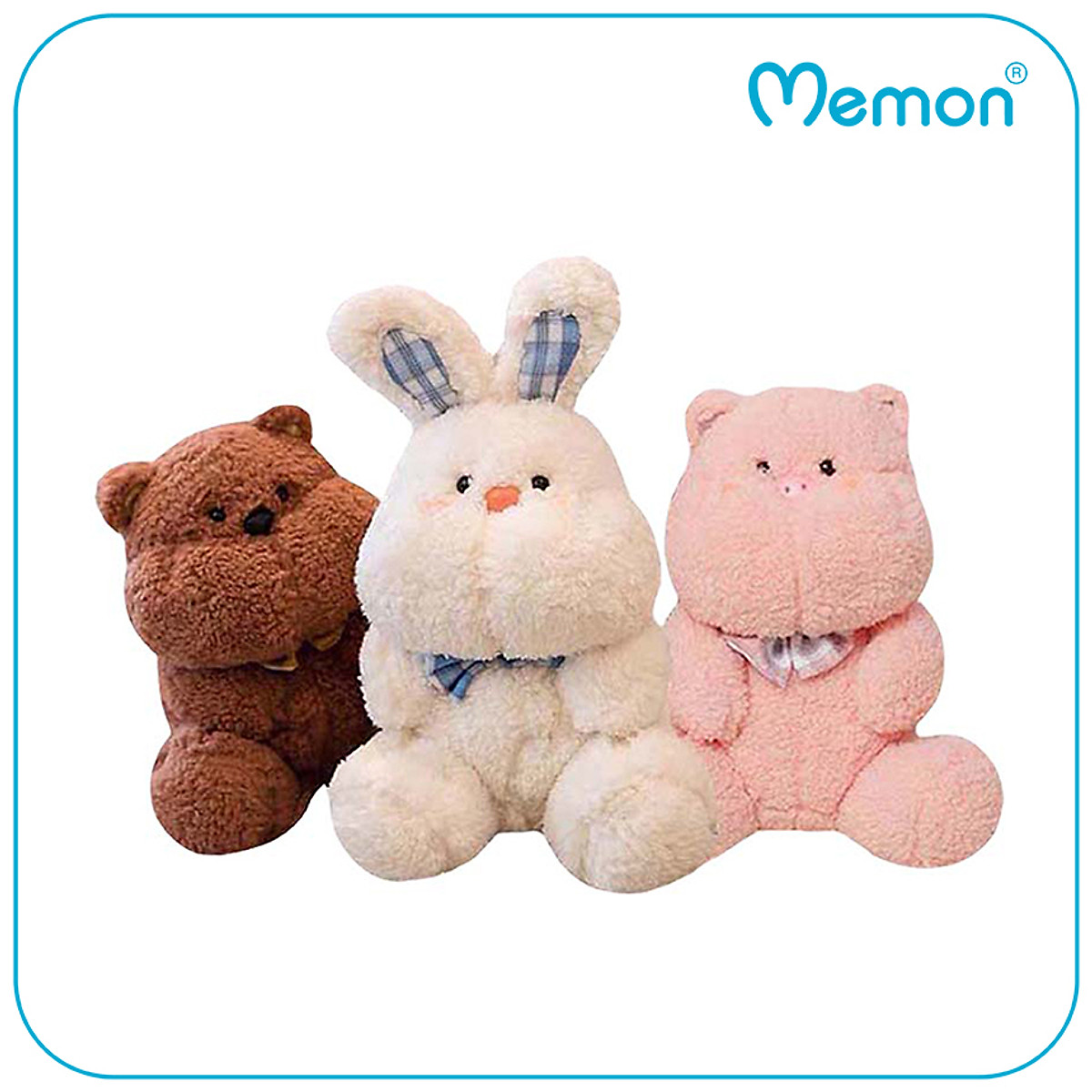 Gấu bông má bự lông mềm 25cm cao cấp Memon, Gấu bông Teddy má bự