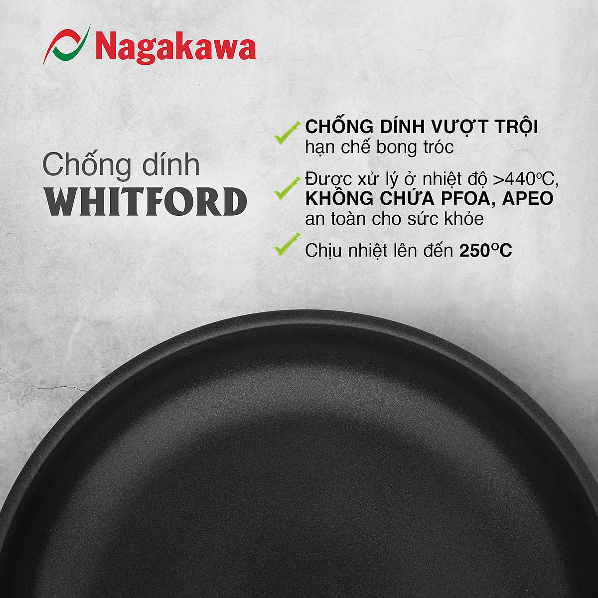 Chảo chống dính inox đa lớp toàn phần Nagakawa Haru NAG02 - Dùng trên mọi loại bếp - Hàng chính hãng