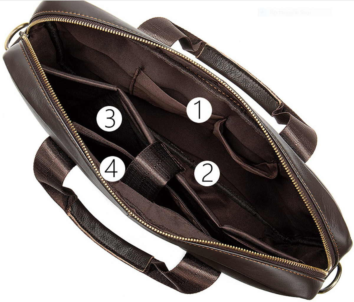 Túi xách nam da bò thật cao cấp phong cách mới 15,6"
