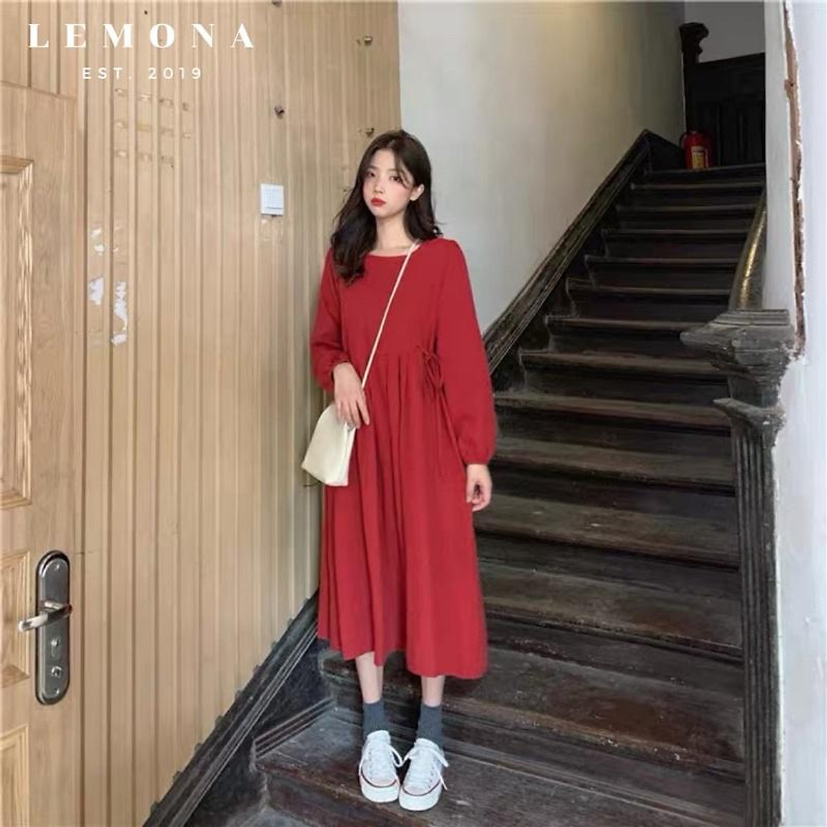 Đầm suông dáng baby doll cổ sơ mi tay phồng nhẹ thắt nơ eo dễ thương Hàng đẹp với giá tốt nhất #32 Đầm suông dáng baby doll cổ sơ mi tay phồng nhẹ thắt nơ eo dễ thương Hàng đẹp với giá tốt nhất