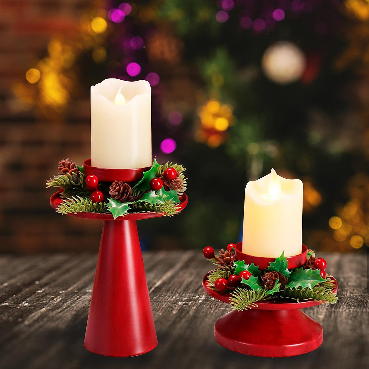 Lukitas Black 3-Arm Candelabra - Vintage Tall Candle Holder Stand For Long Tapered Candles, 10" Height, Wedding & Party Centerpiece