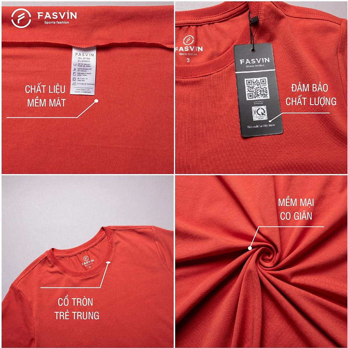 Bộ quần áo thể thao nam Fasvin AT22503.HN cổ tròn mềm mại co giãn thoải mái hàng nhà máy