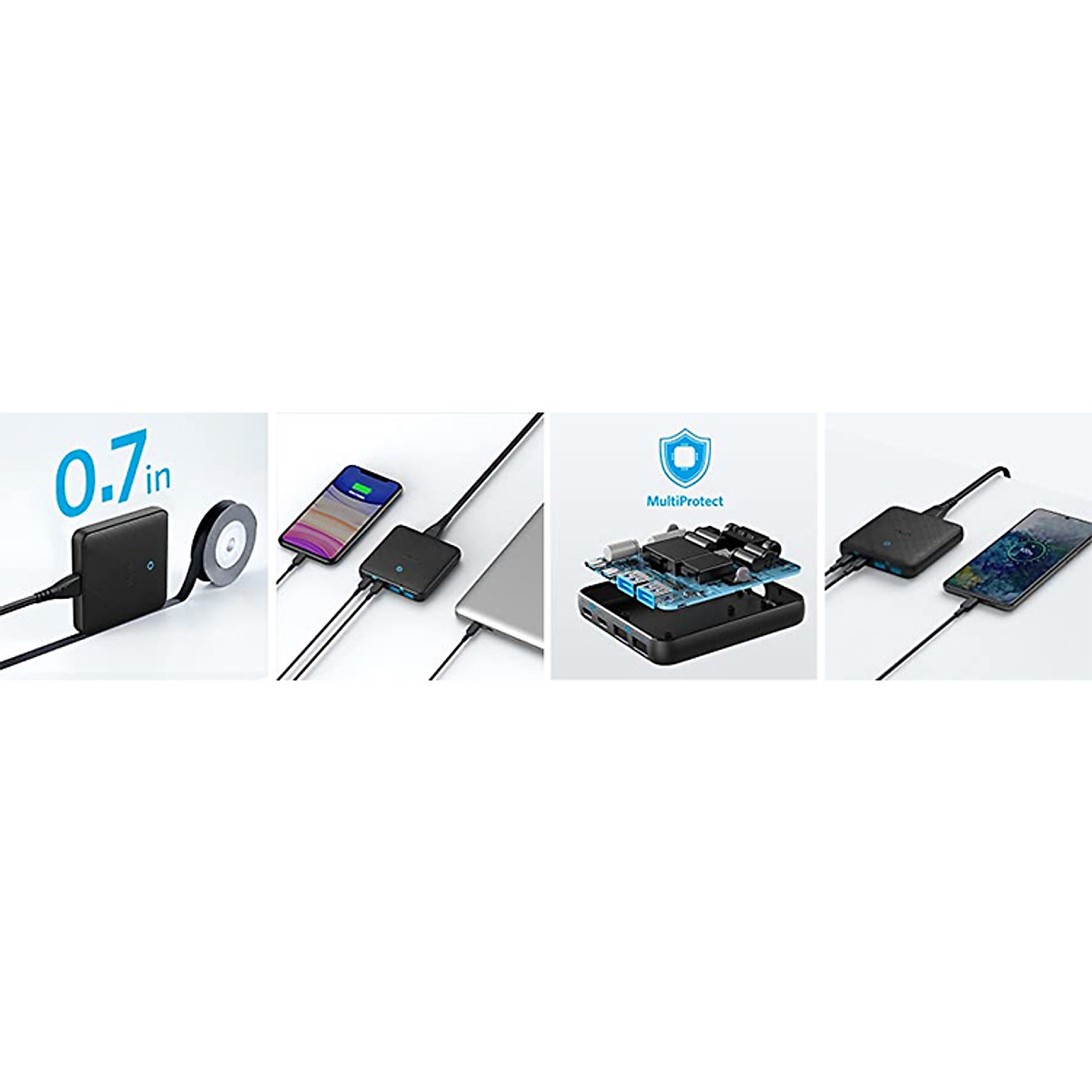 Adapter sạc Anker 4 cổng 63W / 45W GaN + PIQ 3.0 PowerPort Atom III Slim Tích Hợp USB Type-C - A2046 - Hàng chính hãng