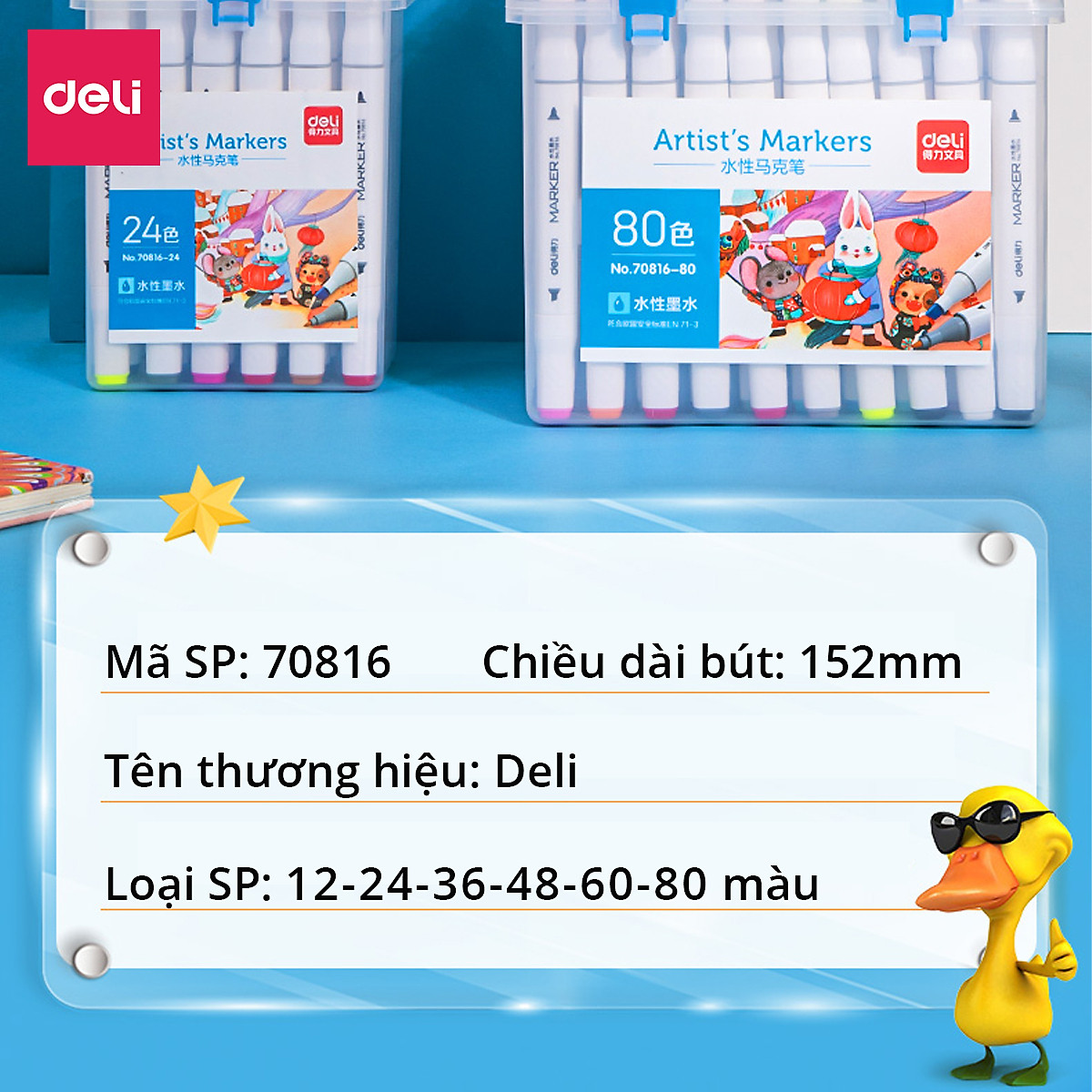 Bút màu marker hai đầu cao cấp Deli - 70801