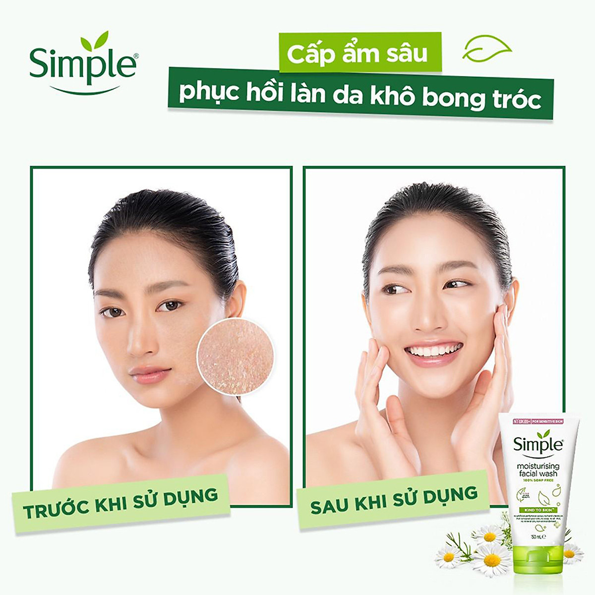 Sữa rửa mặt Simple giúp cấp ẩm, da trông khỏe và mịn màng - cho da khô nhạy cảm 150ml [CHÍNH HÃNG ĐỘC QUYỀN] [MỚI]