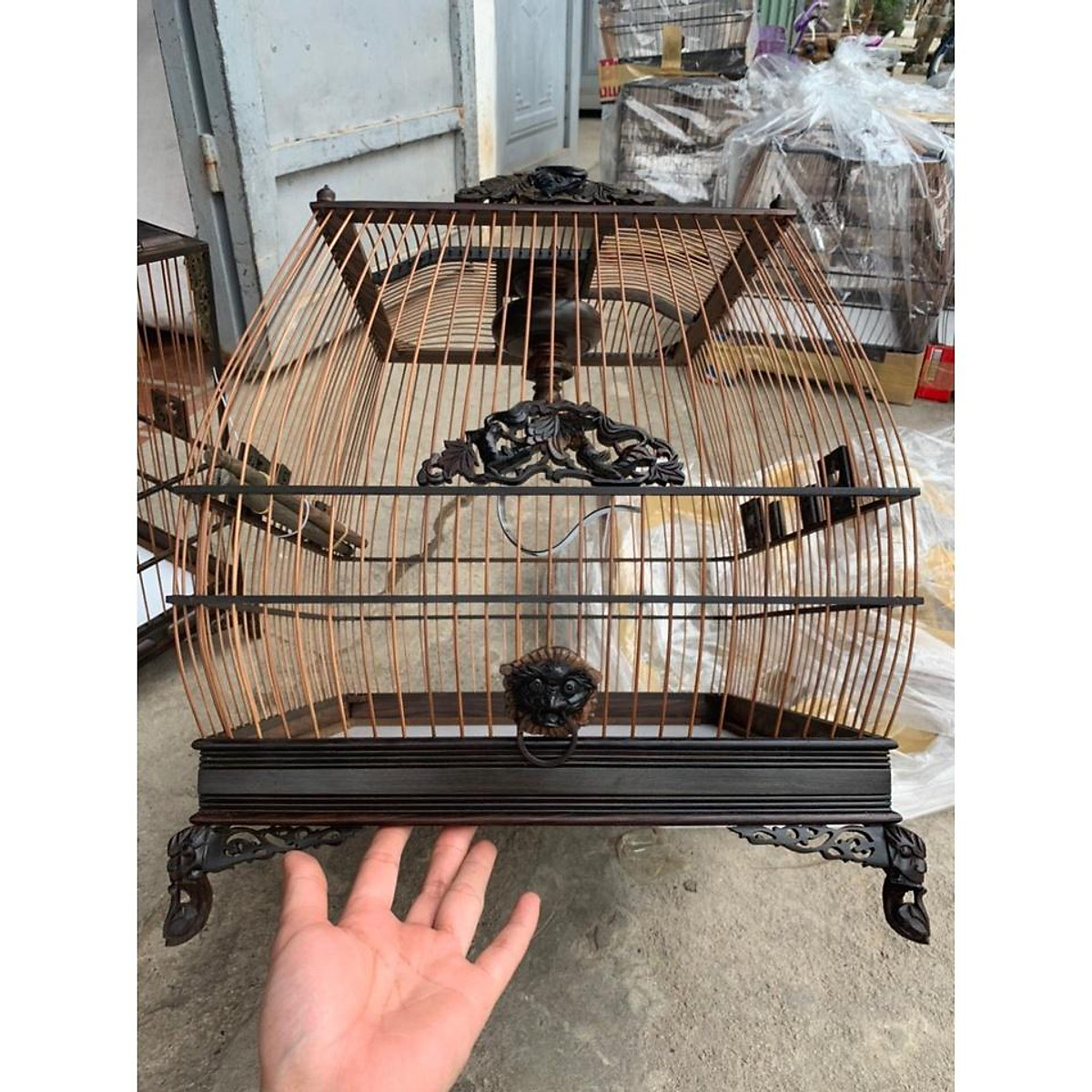 lồng chim chào mào gỗ mun