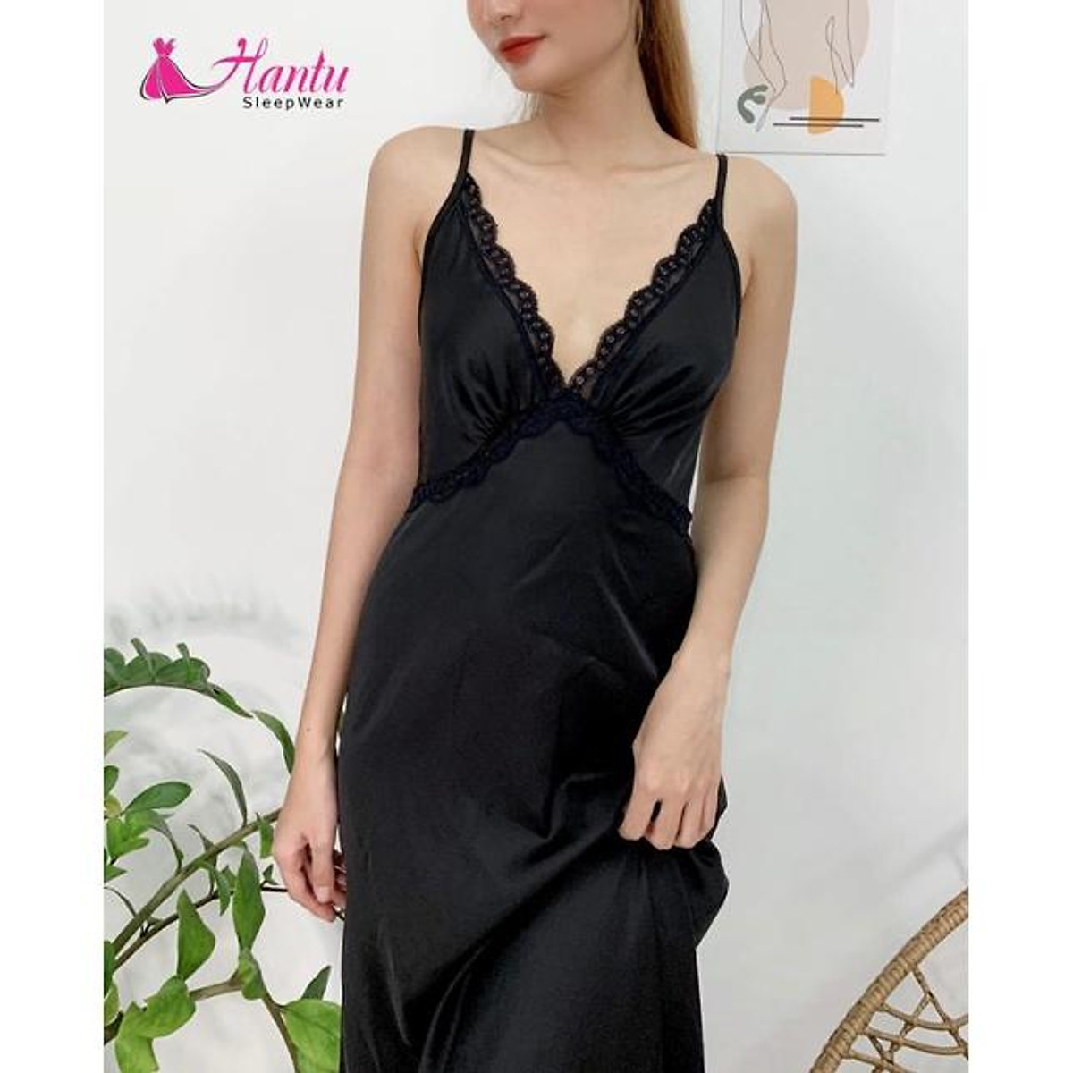 Mua Hantu Sleepwear -Set áo choàng dài kèm váy ngủ lụa cao cấp dài quá gối  mặc nhà sang trọng - Xanh xám - M tại Hantu Shop SG | Tiki