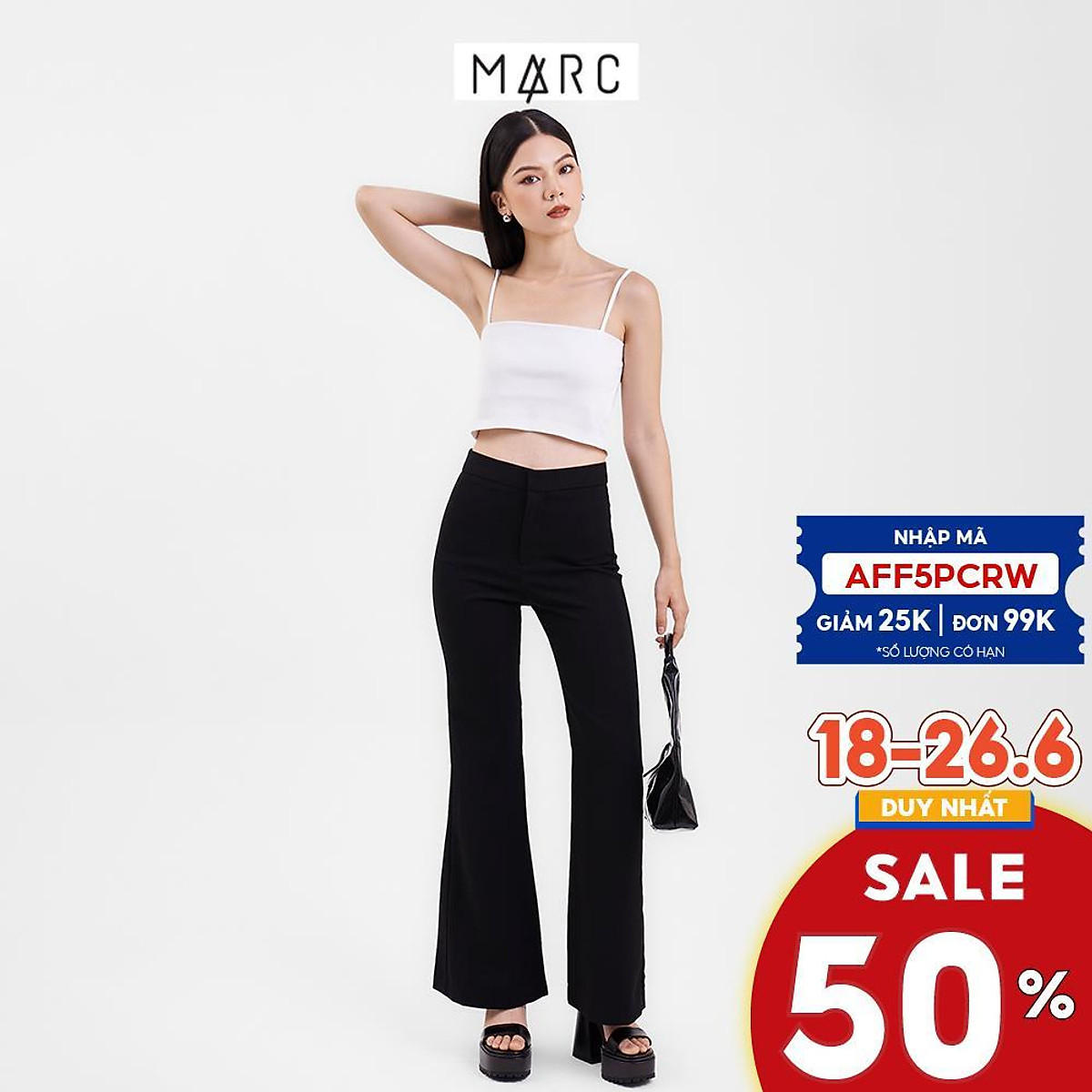 Quần ống loe nữ MARC FASHION lưng cao CBPH0430