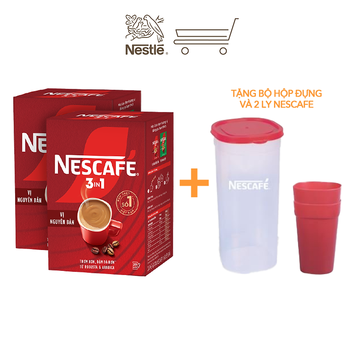 Combo 2 Hộp NESCAFE 3IN1 Công thức cải tiến - VỊ NGUYÊN BẢN Hộp 20 gói