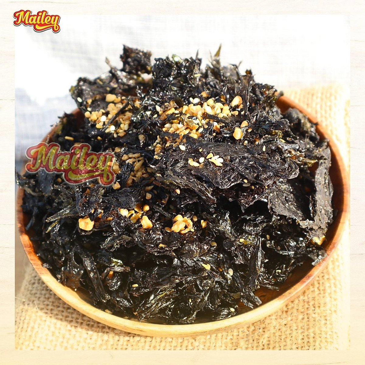 Rong biển cháy tỏi Mailey Hũ 200g - Rong biển ăn liền, ăn vặt, trộn cơm thơm ngon giàu dinh dưỡng
