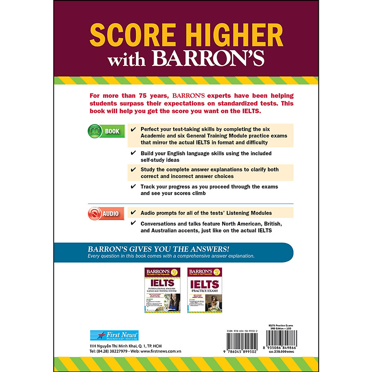 Combo 2 Cuốn : Barron'S_IELTS Practice Exams 3rd Edition + Essential Words For The IELTS 3rd Edition (Tái Bản)