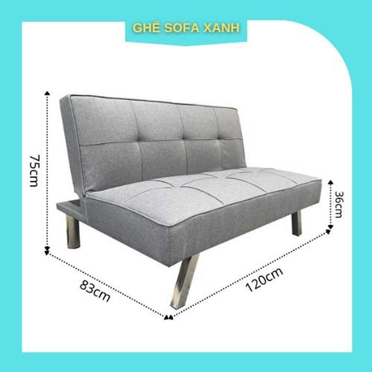 Ghế Sofa Bed Mini 1M2 Thông Minh Chất Vải Mịn Màu Xám - Giường Sofa Nhỏ Gọn  Cho Phòng Trọ