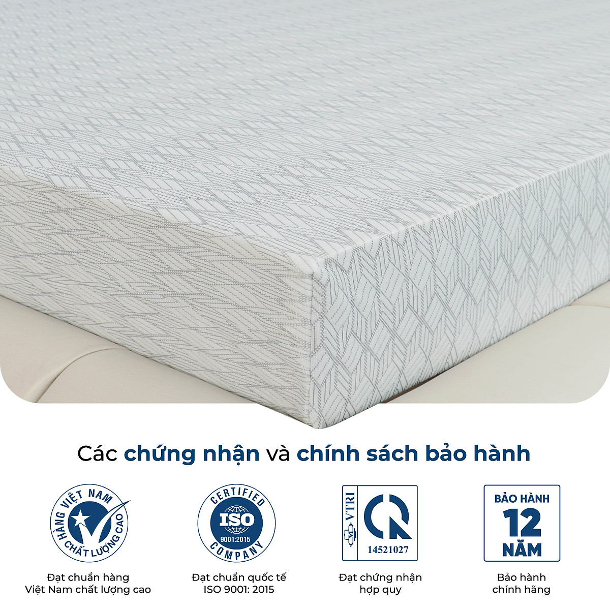 Nệ̣m Foam Premium Thuần Việt - Êm Ái, Thoáng Mát Tối Ưu - Bảo Hành 12 Năm