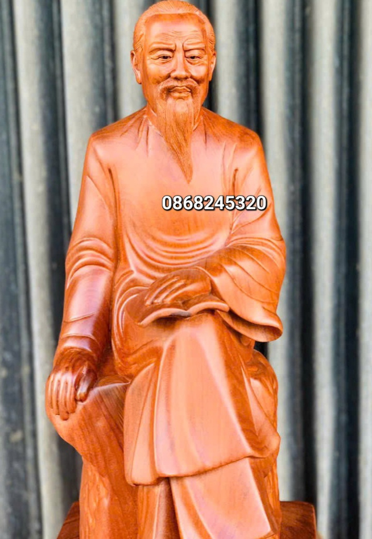 Tượng chu van an bẳng gỗ hương kt cao 60×24×21cm