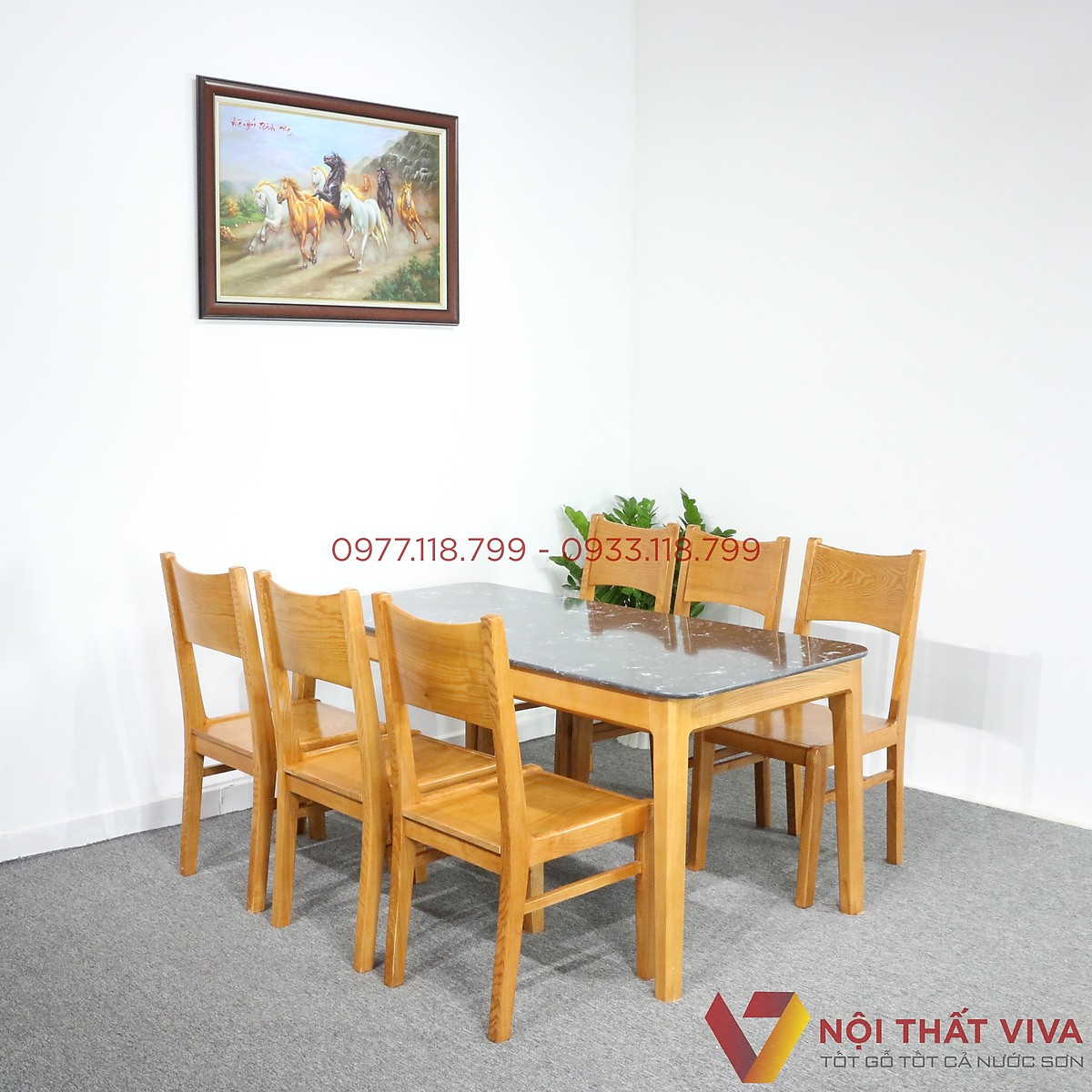 Bàn Ăn Gỗ Sồi 6 Ghế Cao Cấp Mặt Đá Đen Hiện Đại - Bàn ghế Bàn Ăn Gỗ Sồi 6 Ghế Cao Cấp Mặt Đá Đen Hiện Đại - Bàn Ghế