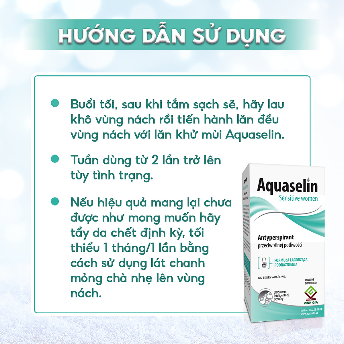 Lăn khử mùi dành cho nữ Aquaselin 50ml (loại nhẹ)