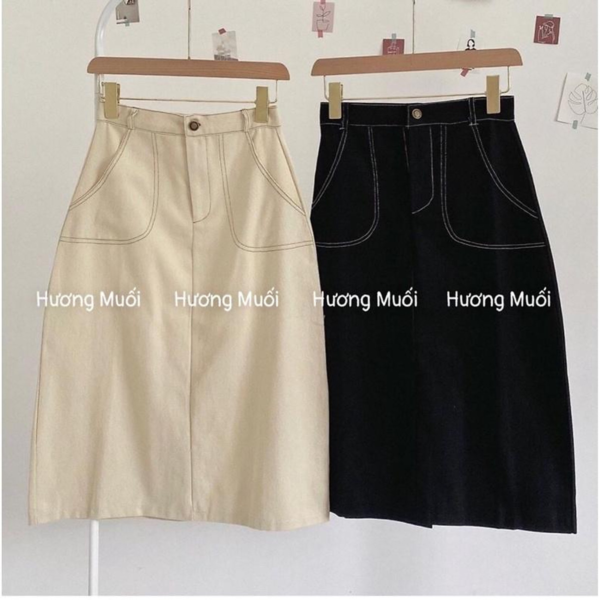 CHÂN VÁY Chân váy kaki đứng dáng  item thanh lịch nữ tính dành riêng cho  các nàng trong thu này