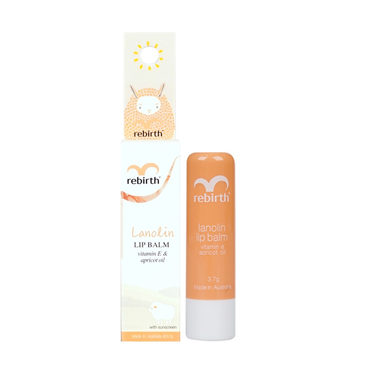 Son Dưỡng Môi Nhau Thai Cừu Rebirth Với Vitamin E và Dầu Mơ 3.7g