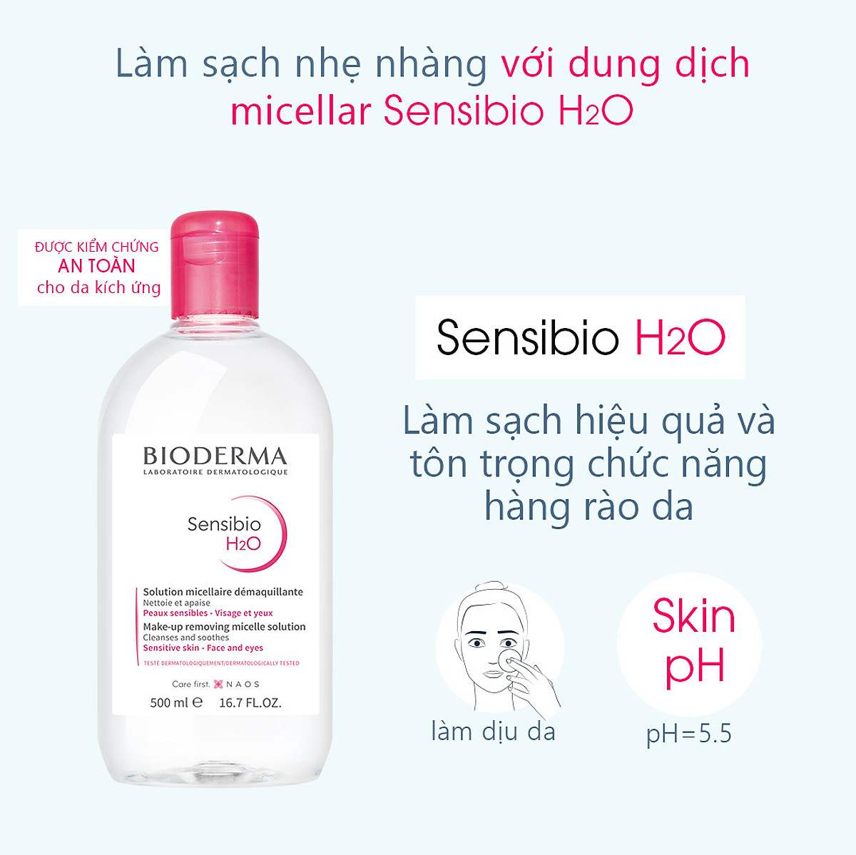Nước Tẩy Trang Dành Cho Da Nhạy Cảm Bioderma Sensibio H20 500ml