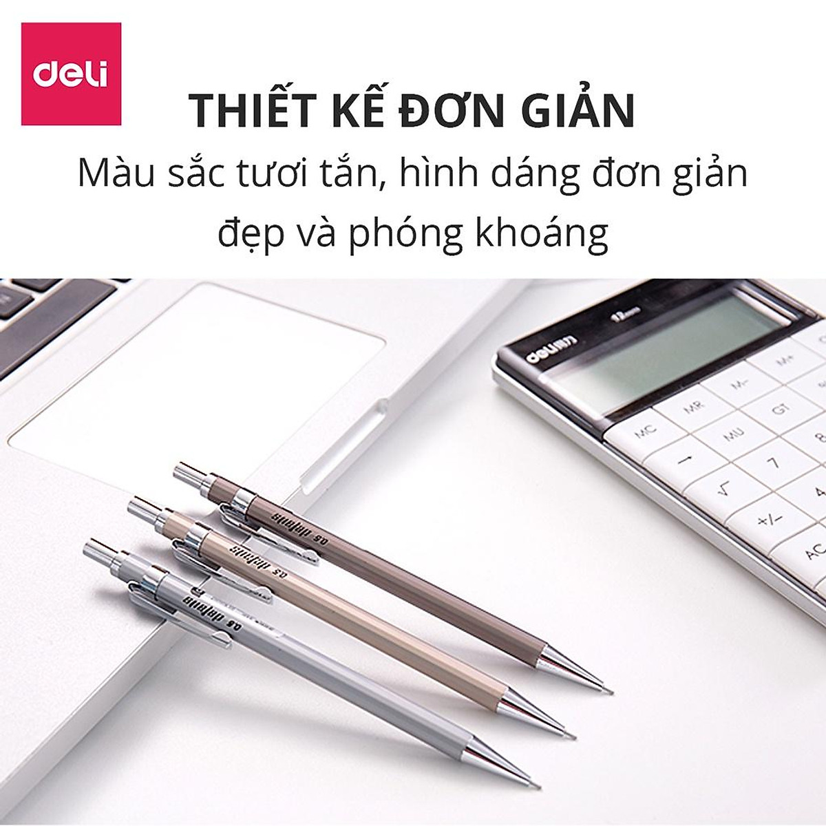 Bút Chì Kim Bấm Thân Kim Loại Ngòi 0.5mm Kèm Đầu Tẩy Học Sinh Deli - Phù Hợp Cho Văn Phòng, Nhà Trường, Vẽ Kĩ Thuật