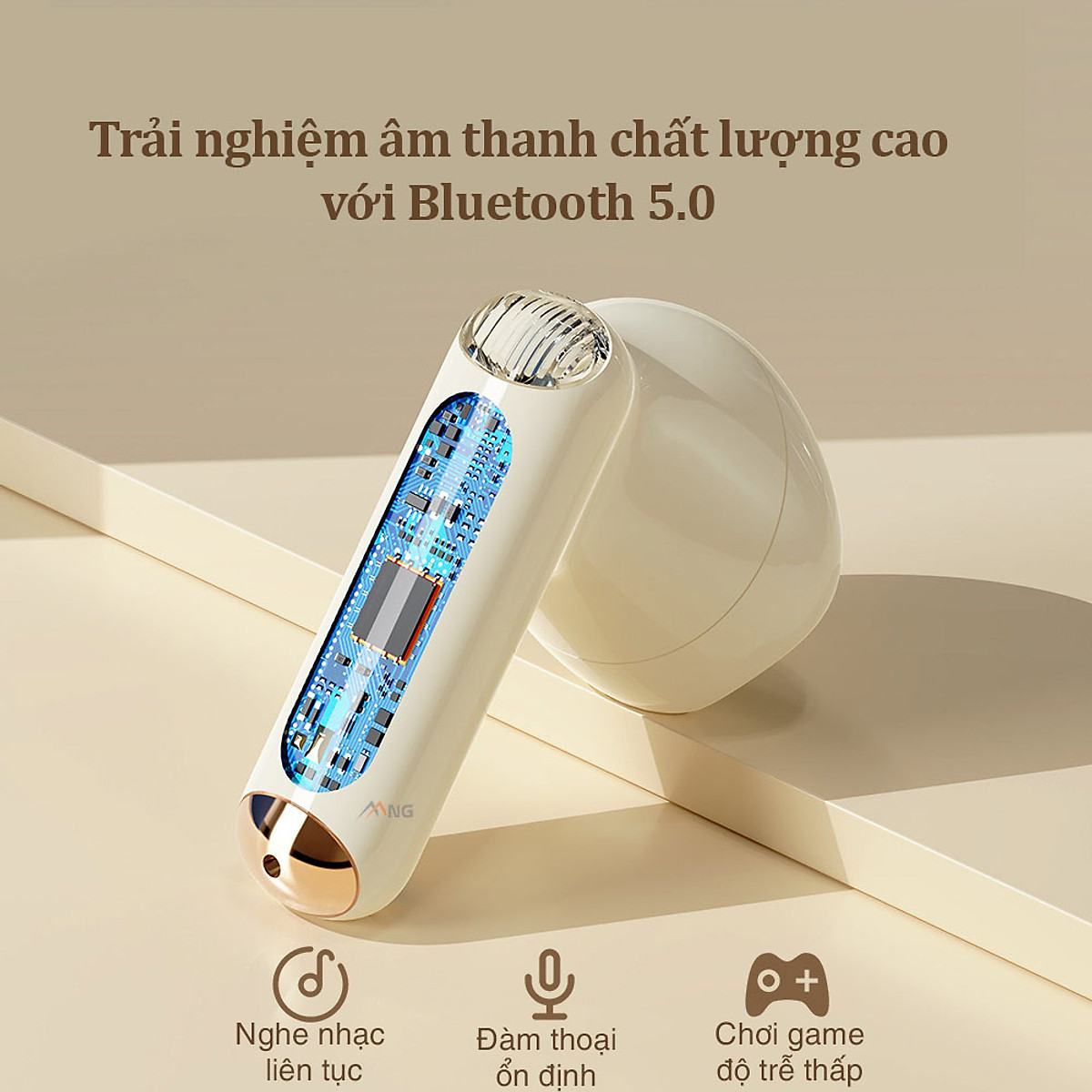 Tai nghe không dây Rock Retro Style True Wireless Stereo Bluetooth Rockspace nghe nhạc liên tục 12h Hàng chính hãng