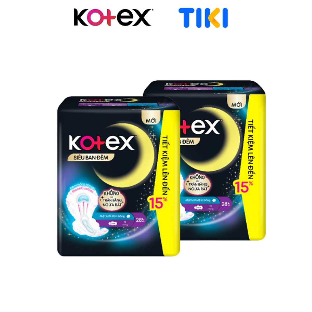 Combo 2 Băng Vệ Sinh Kotex Ban Đêm Đệm Sau 28cm (12 miếng/Gói)