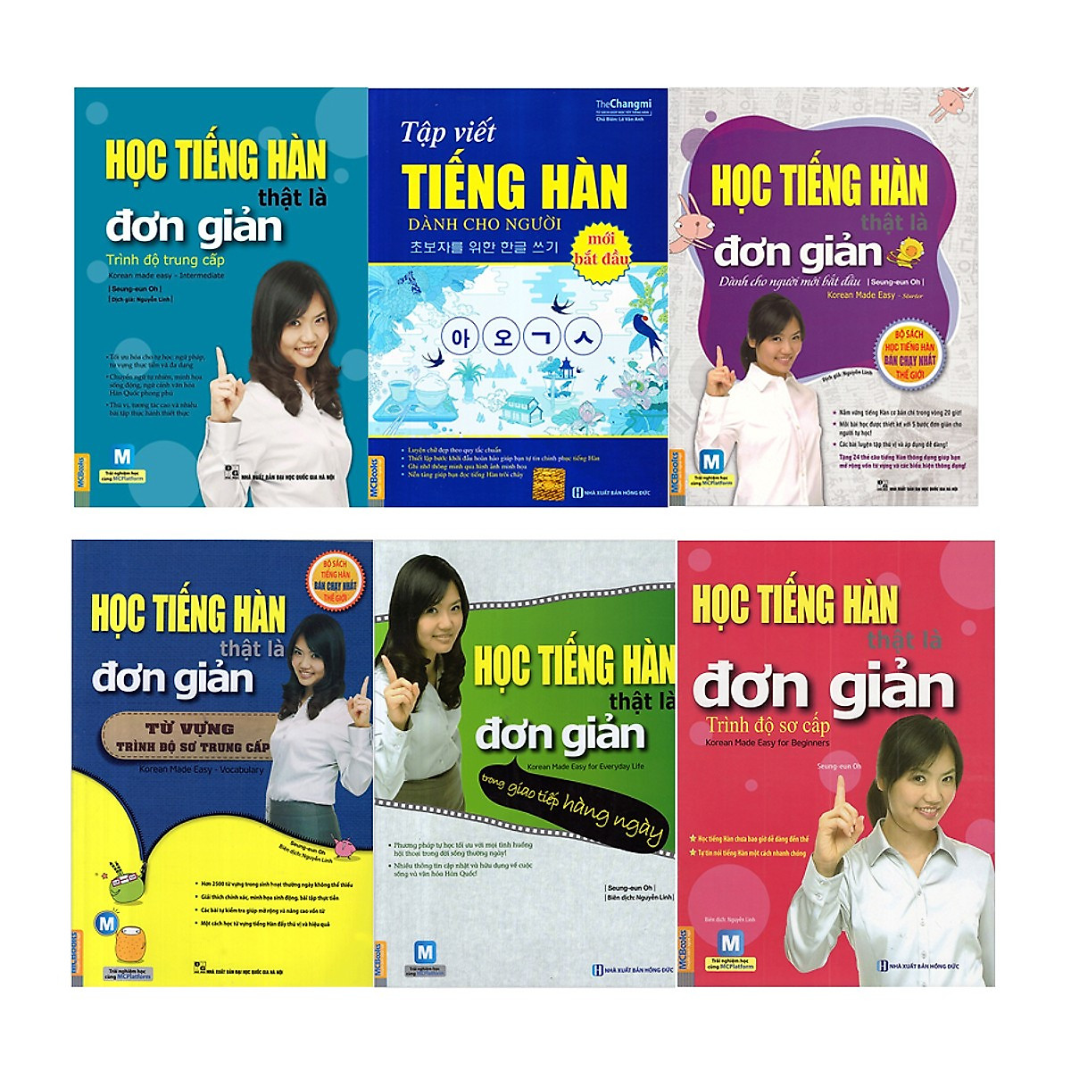 Combo Bộ 6 Cuốn Học Tiếng Hàn Đơn Giản Cho Người Mới Bắt Đầu (Học Kèm App MCBooks) (Tặng Audio books) (Quà Tặng: Bút Animal Cực Xinh)