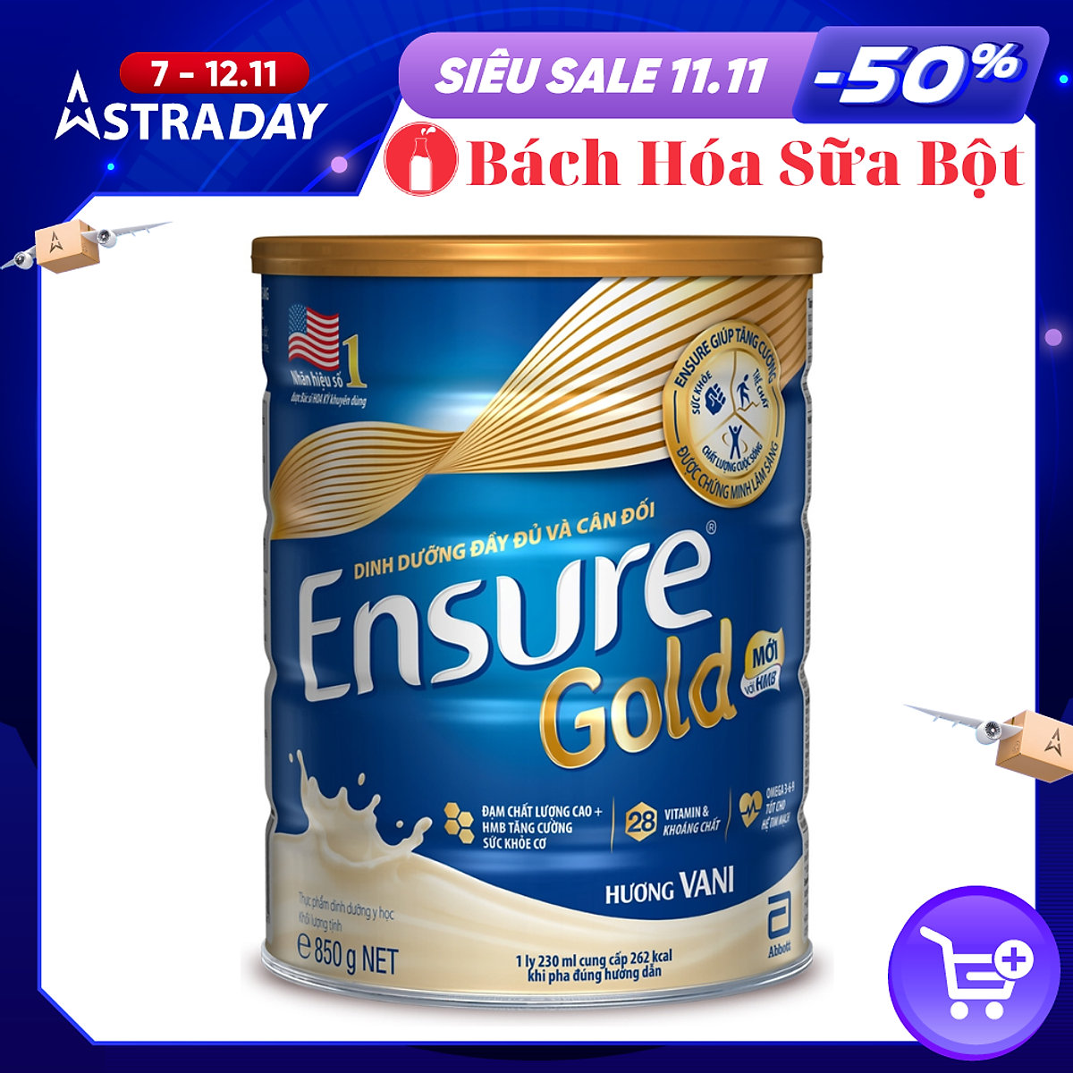 Sữa Bột Abbott Ensure Gold Vani 850g