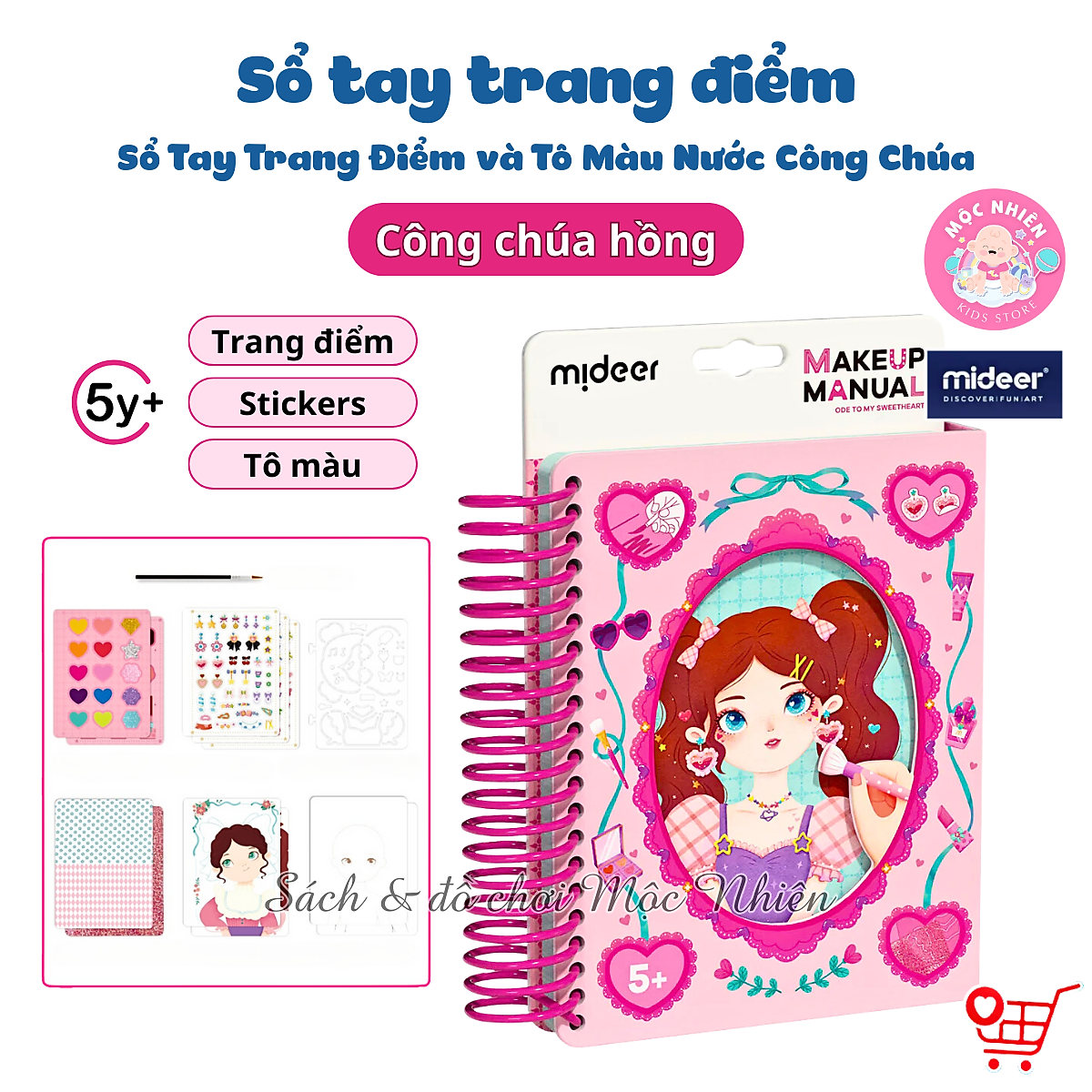 Đồ chơi Sổ Tay Trang Điểm và Tô Màu Nước Công Chúa - Mideer Makeup Manual - Dành cho bé từ 5 tuổi