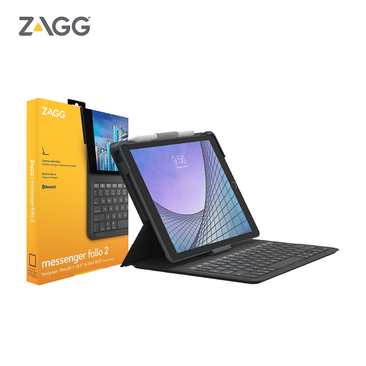 Ốp lưng kèm bàn phím ZAGG Messenger Folio 2 iPad 10.2/10.5" - 103007169 - Hàng chính hãng