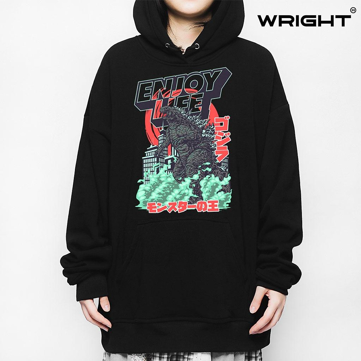 Áo hoodie wright godzilla enjoy life 