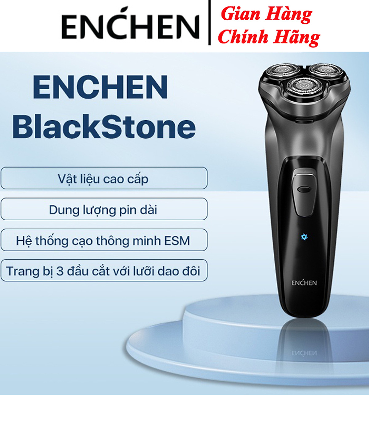 Máy Cạo Râu Enchen BlackStone đầu cắt nổi 3D Đầu Cạo Râu 3 Đầu Dao Cạo - Hàng chính hãng