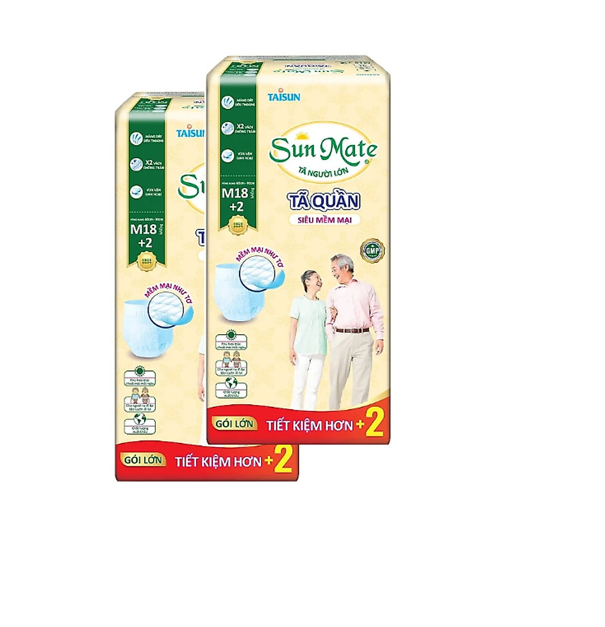 Combo 2 Tã quần SunMate siêu mềm mại G1 mới size M-18+2 miếng