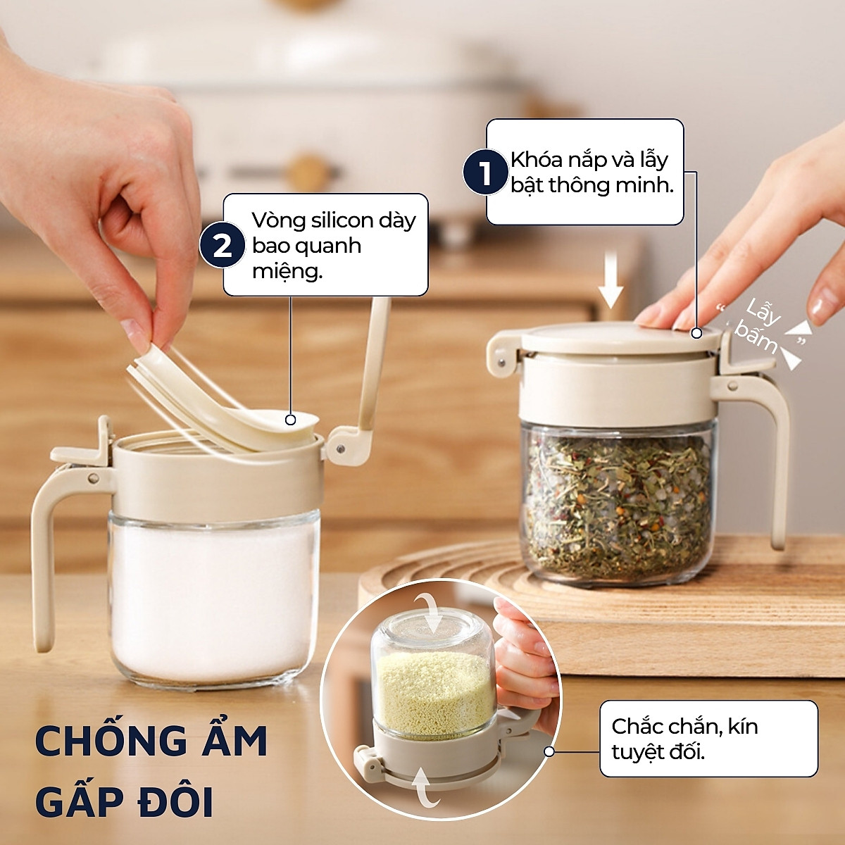 Lọ đựng gia vị, hũ đựng gia vị thủy tinh và nhựa PP DandiHome sang trọng, bền, đẹp, tiện lợi