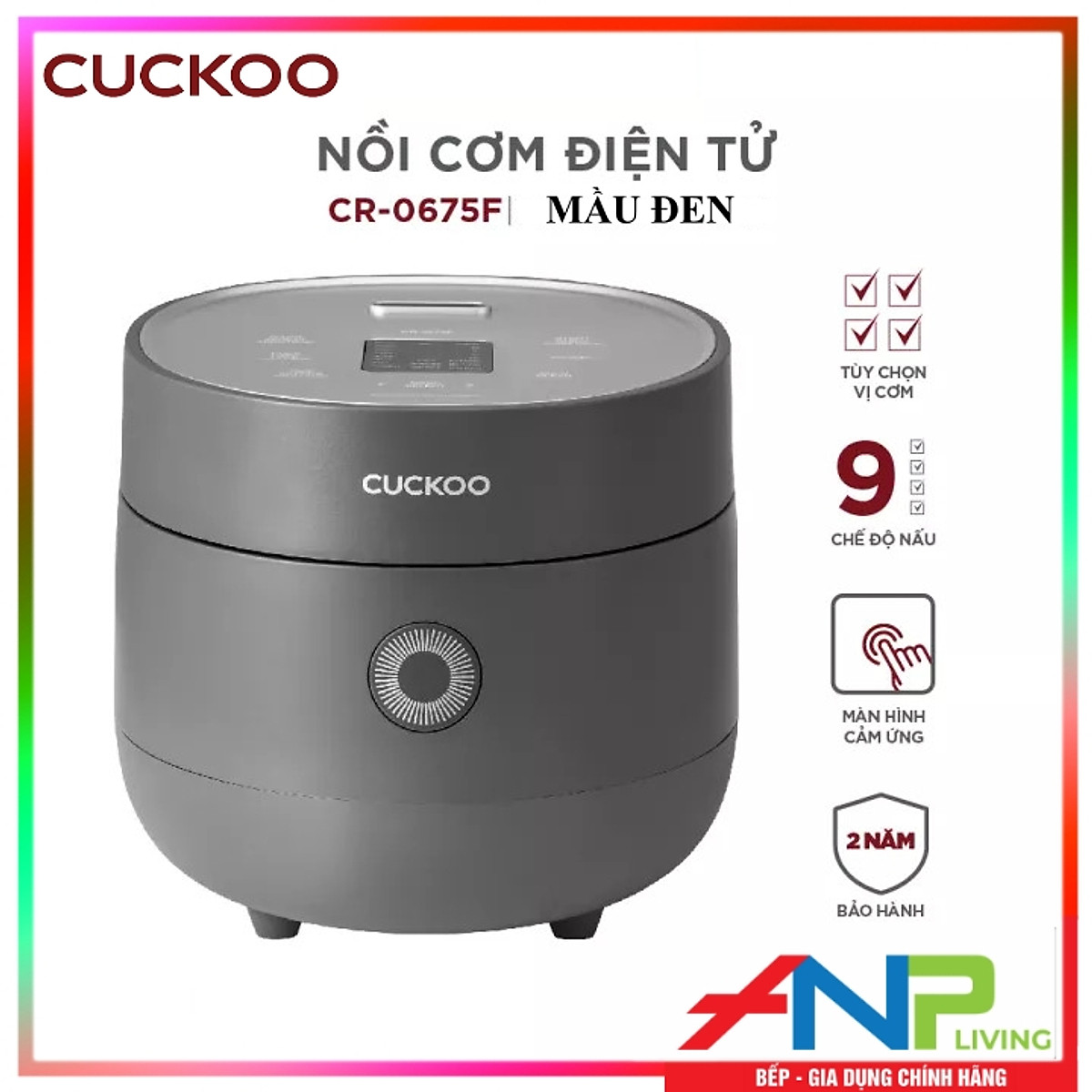 Nồi cơm điện tử Cuckoo 1.08L CR-0675F - Tùy chọn 3 vị cơm, 9 chế độ nấu tích hợp, chế độ tự động làm sạch - Hàng chính hãng