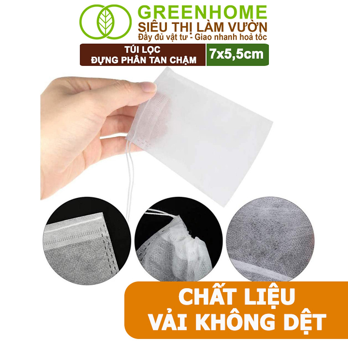 100 Túi Đựng Phân Tan Chậm Greenhome, 5,5x7cm, Treo Phân Bón Hoặc Bỏ Gốc Tiện Lợi, Túi Tự Huỷ, Thân Thiện Môi Trường