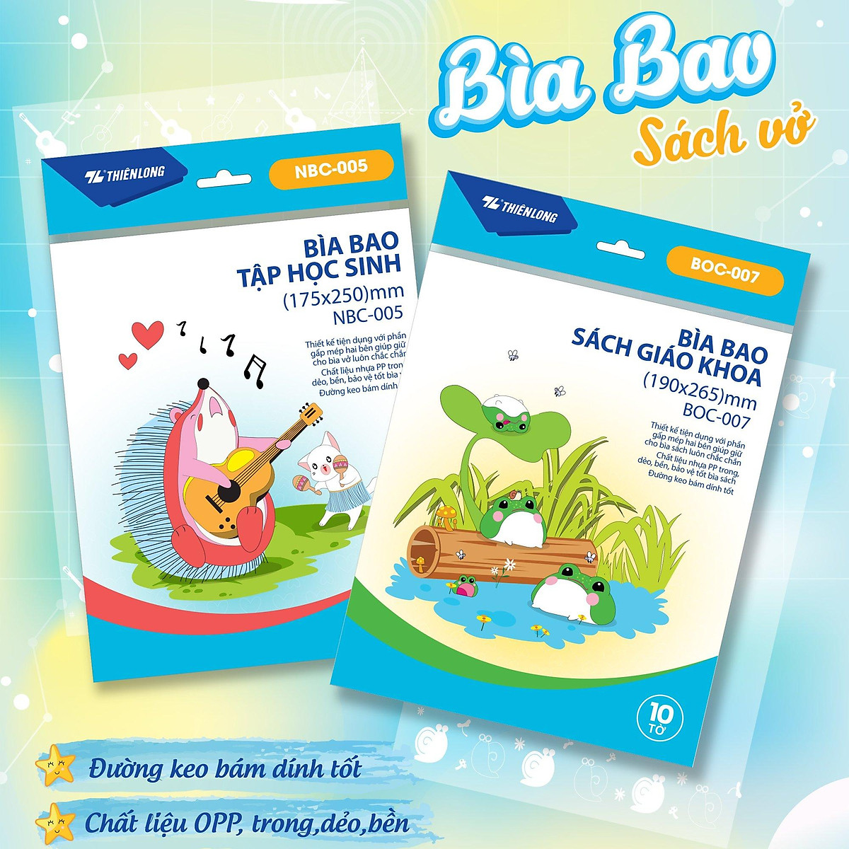 Túi 10 Bìa bao Sách Giáo Khoa Thiên Long BOC-007