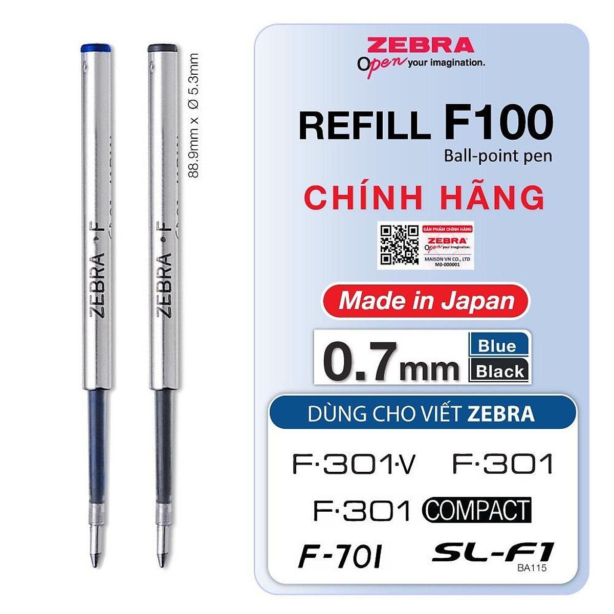 Viết Bi Zebra F301 Compact 0.7mm - mực xanh