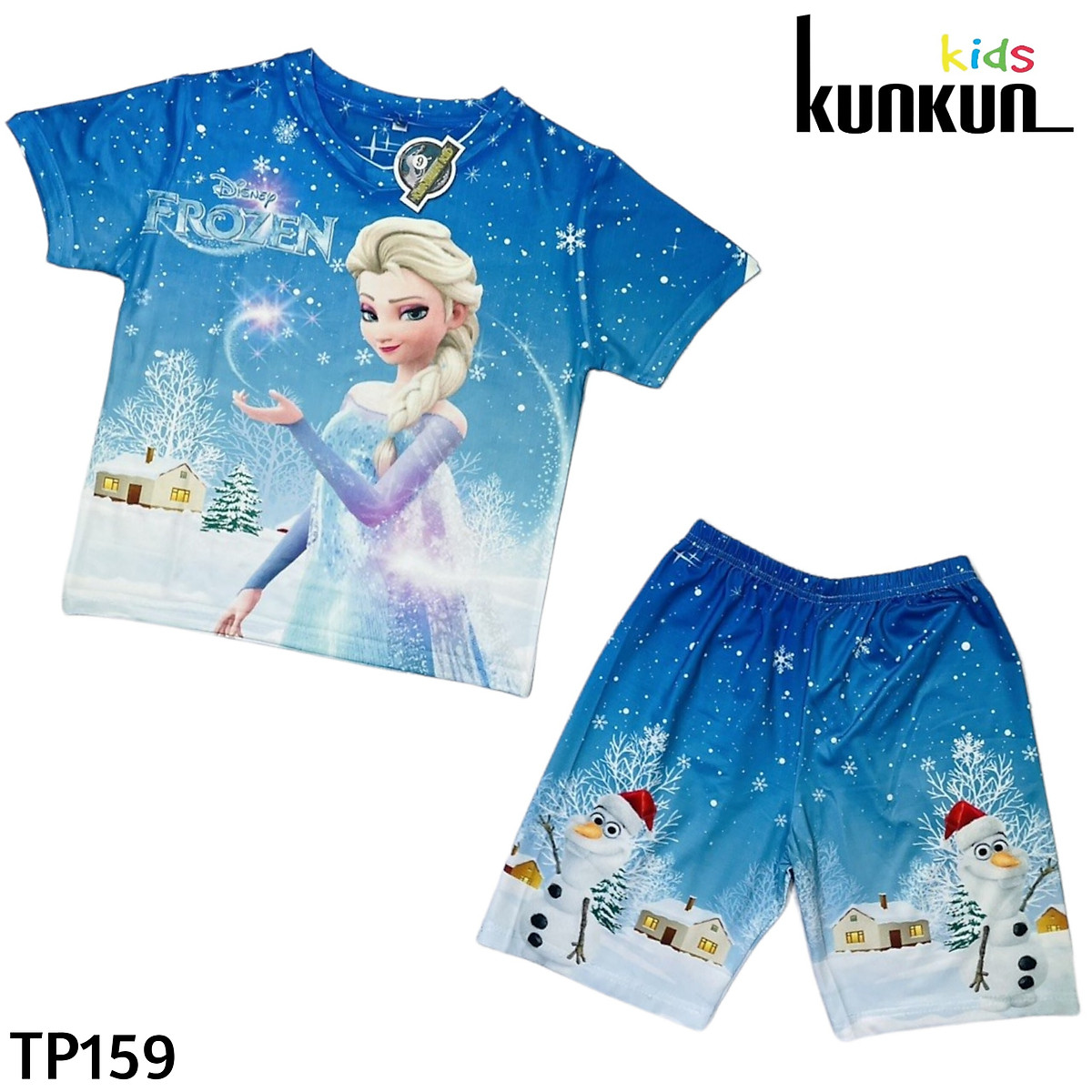 Đồ Bộ Thun Có Tay In 3D cho bé gái hình Elsa - Đồ bộ bé gái