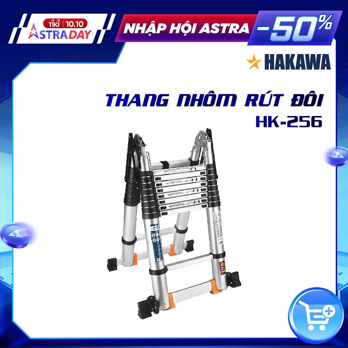 Thang nhôm rút đôi chữ a Nhật Bản HAKAWA HK256 (5,6M) - Phân phối chính hãng - Nhỏ gọn tiện lợi 