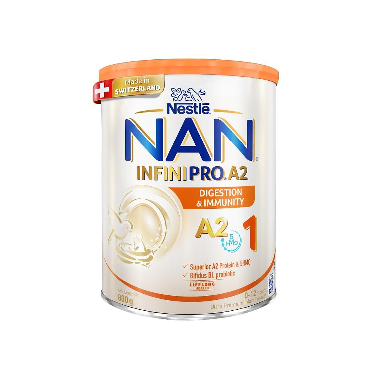 Thùng 6 lon sữa bột Nestlé NAN INFINIPRO A2 1 cho trẻ từ 0-12 tháng tuổi hộp 800g nhập khẩu nguyên lon từ Thụy Sỹ