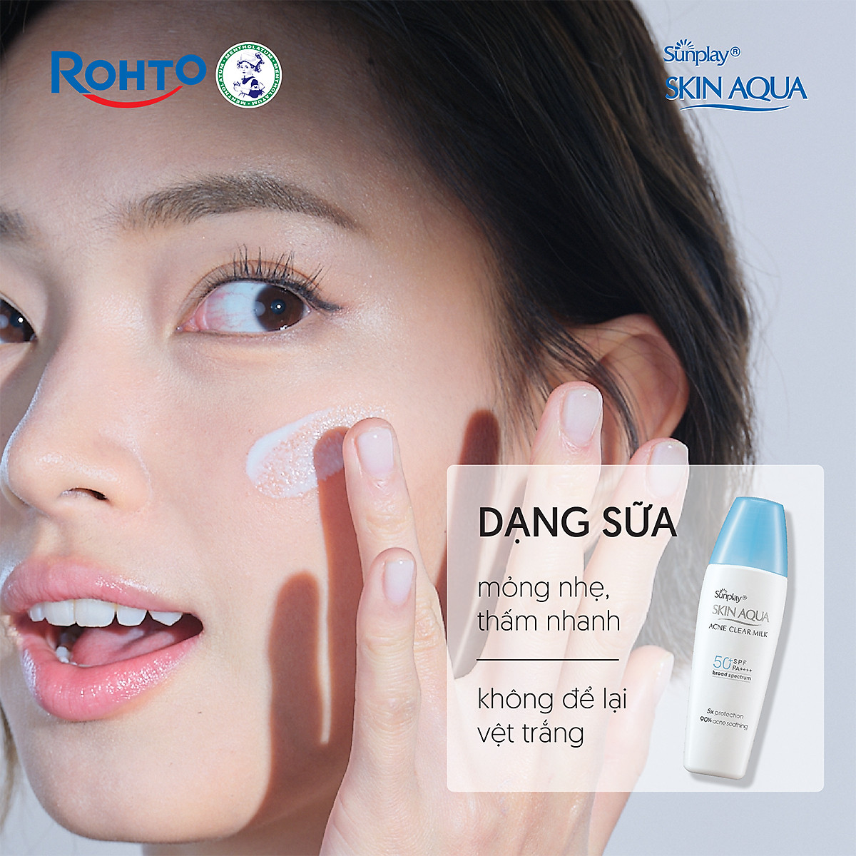 Kem chống nắng Skin Aqua cho da mụn, dạng sữa dùng hàng ngày Sunplay Skin Aqua Acne Clear Eco Việt Nam SPF 50, PA++++ 25g