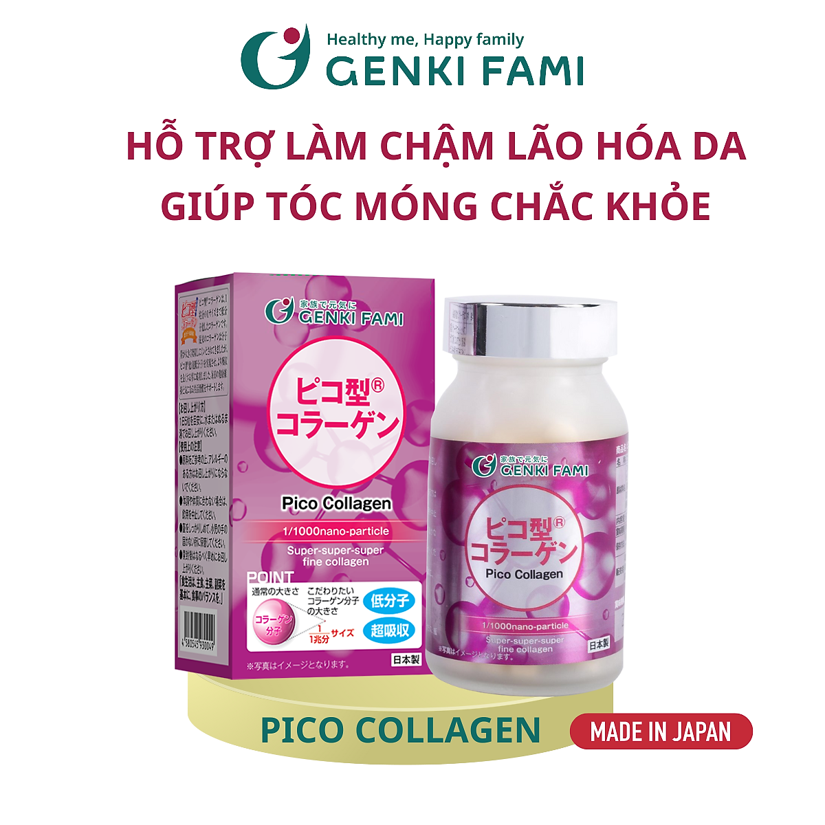 Collagen Viên Nhật Bản, Hỗ Trợ Ngăn Ngừa Lão Hóa Da, Giúp Tóc Móng Chắc Khỏe, Hộp 180 Viên