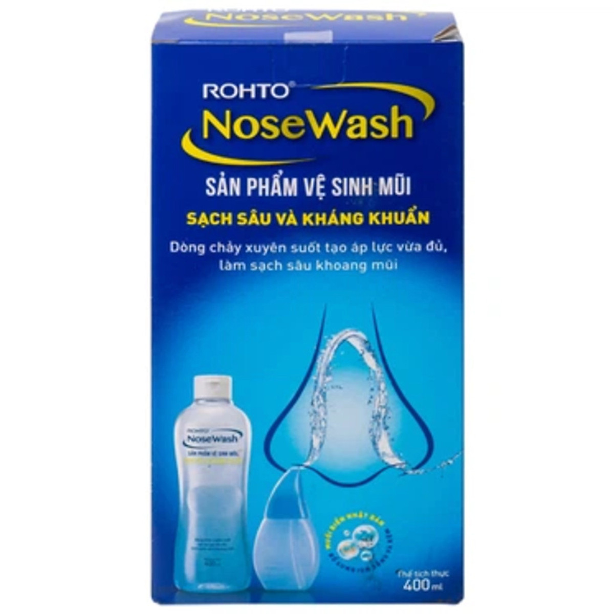 Bộ sản phẩm rửa mũi tiện dụng Rohto NoseWash (1 bình vệ sinh mũi Easy Shower + 1 chai dung dịch 400ml)