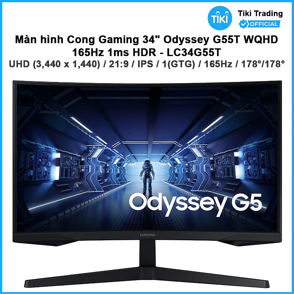 Màn Hình Cong Gaming Samsung LC34G55TWWEXXV ( 34 Inch WQHD VA (3,440 x 1,440) 165Hz / 1ms / DP 1.4 / HDMI / Jack Audio 3.5 / Freesync ) - Hàng Chính Hãng